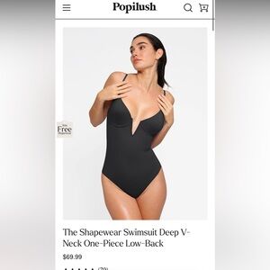 Popilush The Shapewear Swimsuit Deep V-Neck One-Piece Low-Back - M